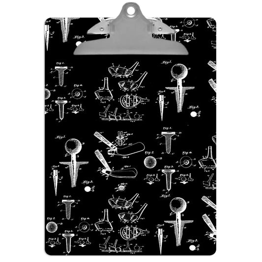 Black Antique Golf Patent Clipboard
