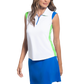 Color Block Print Sleeveless Polo