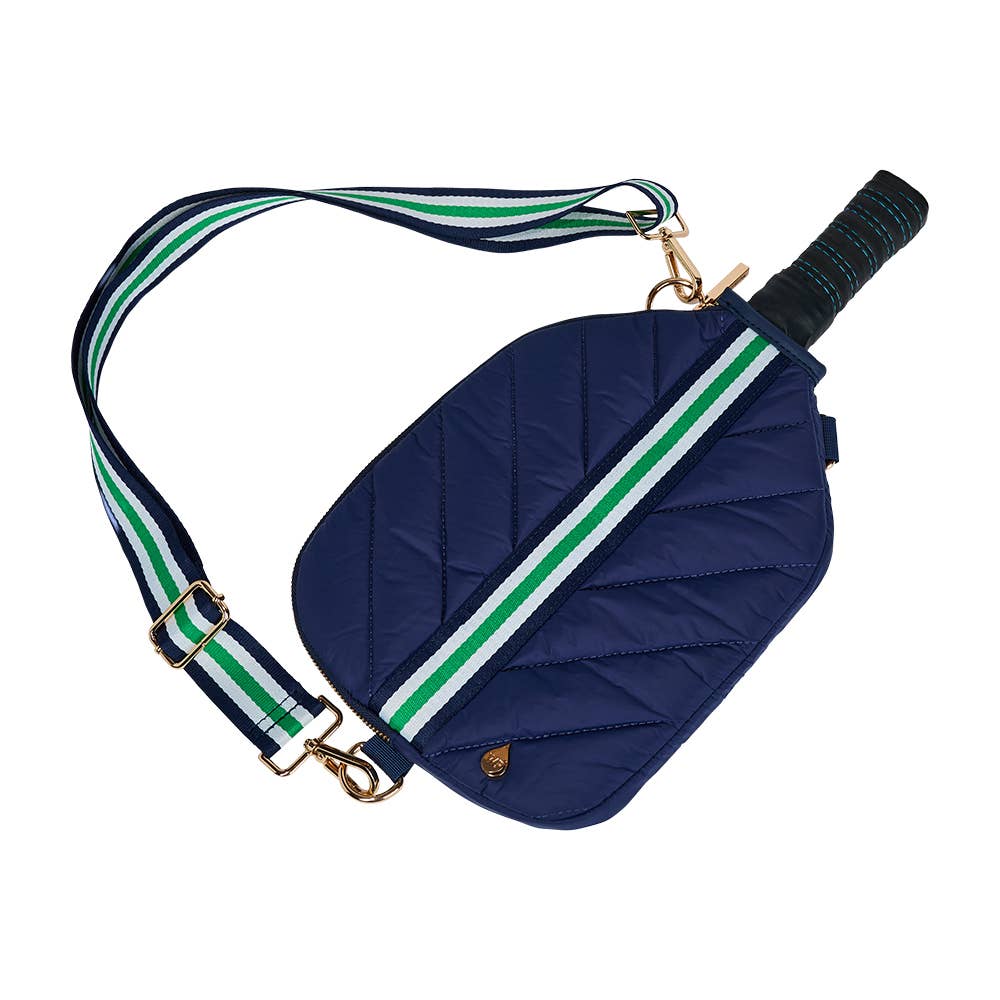 WanderFull - Pickleball HydroSling Bag with Removable Racquet Cover- Navy Matte with Stripe