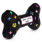 Haute Diggity Dog - Black Monogram Chewy Vuiton Bone Squeaker Dog Toy: Large