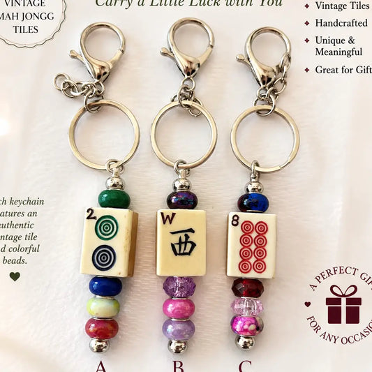 Vintage Mah-Jongg Tile Keyrings