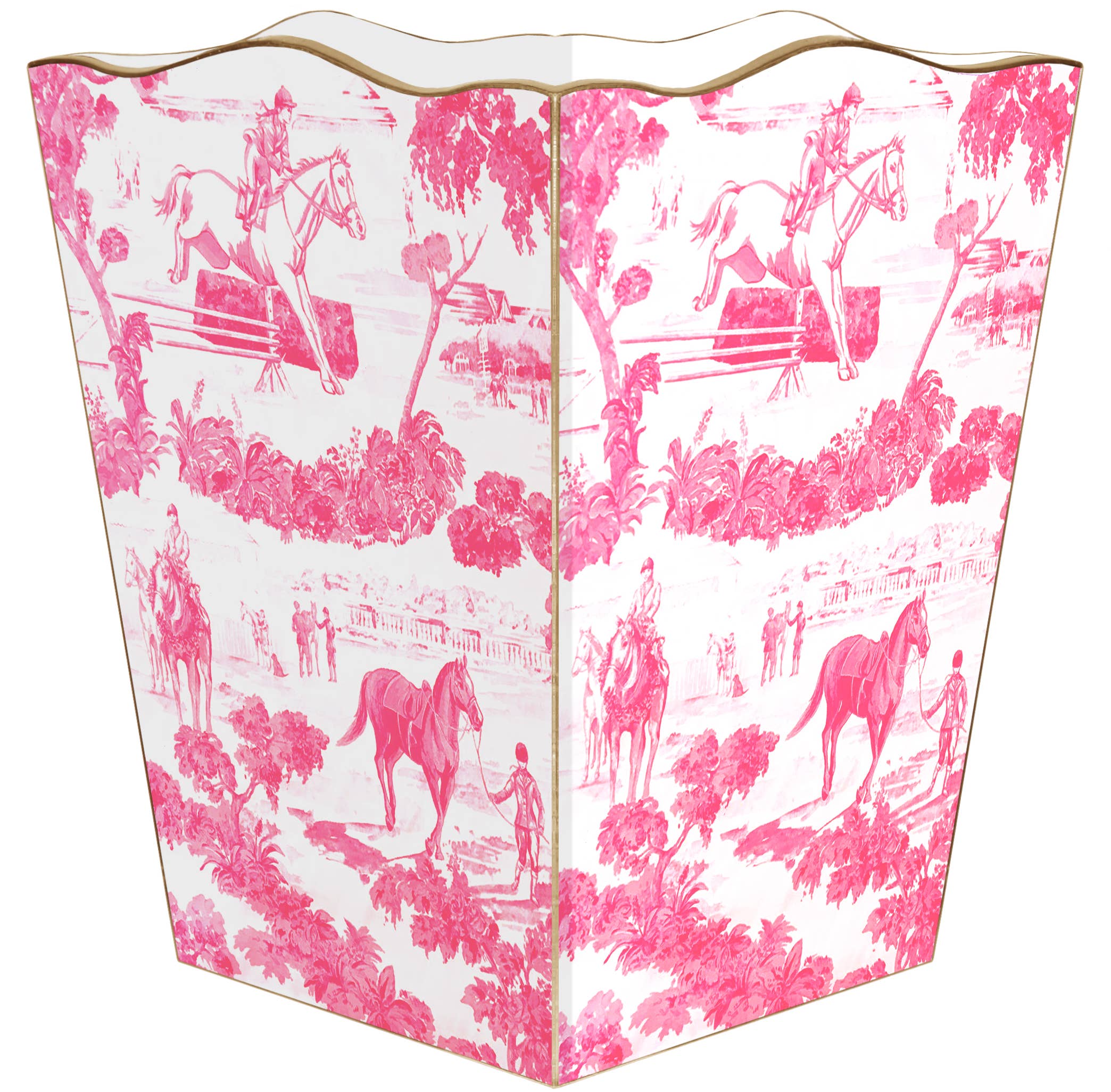 Marye-Kelley Equestrian Toile Wastepaper Basket - Thumbnail 2