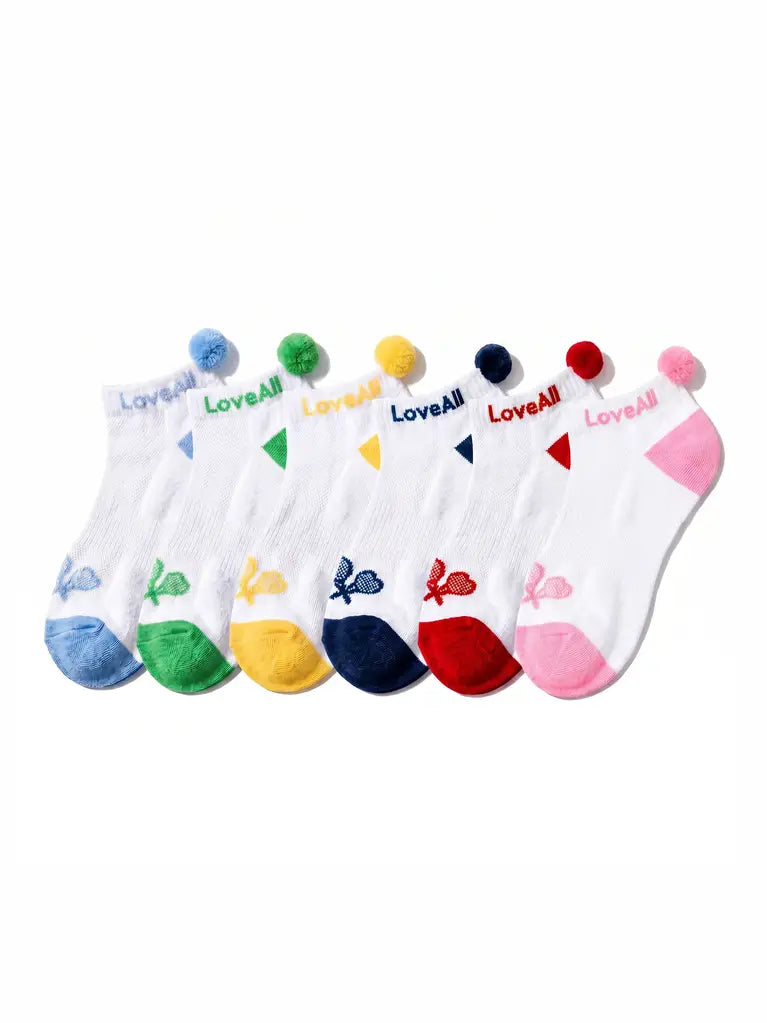 Love All Tennis Pom Pom Socks