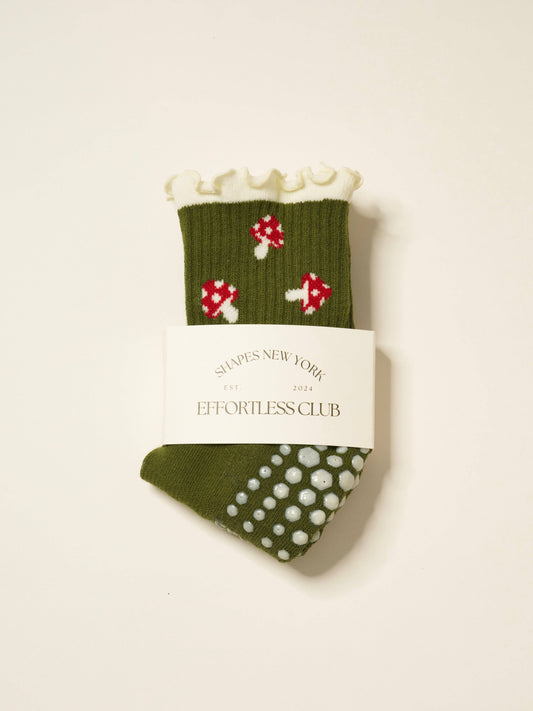 Effortless Club - Grip & Pilates Socks (Sage Mushrooms + Spring Flowers)