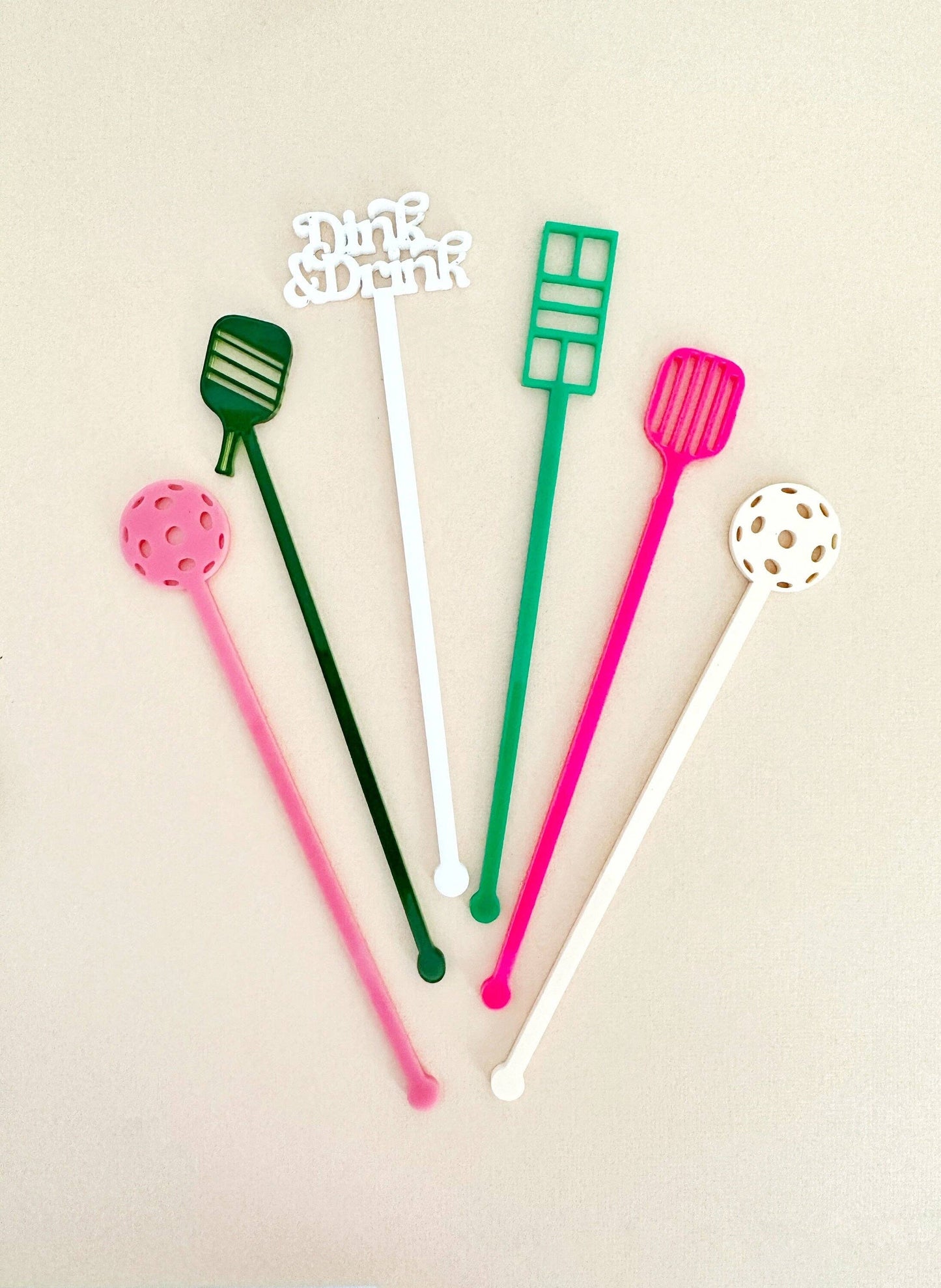 Lucky Lemon Paper Co. - Pickleball Stir Stick Set - Pink
