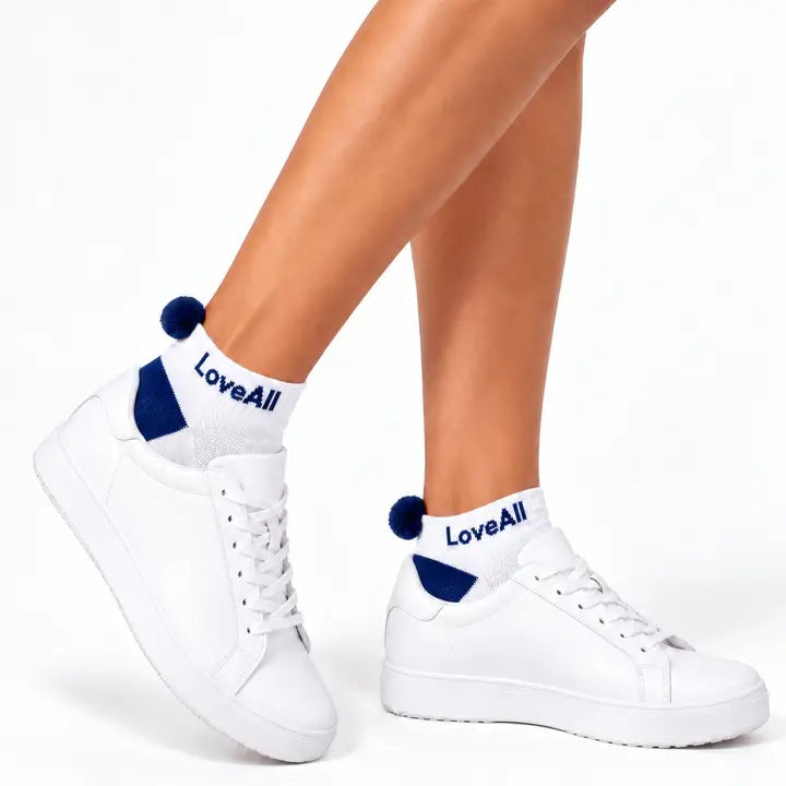 Love All Tennis Pom Pom Socks