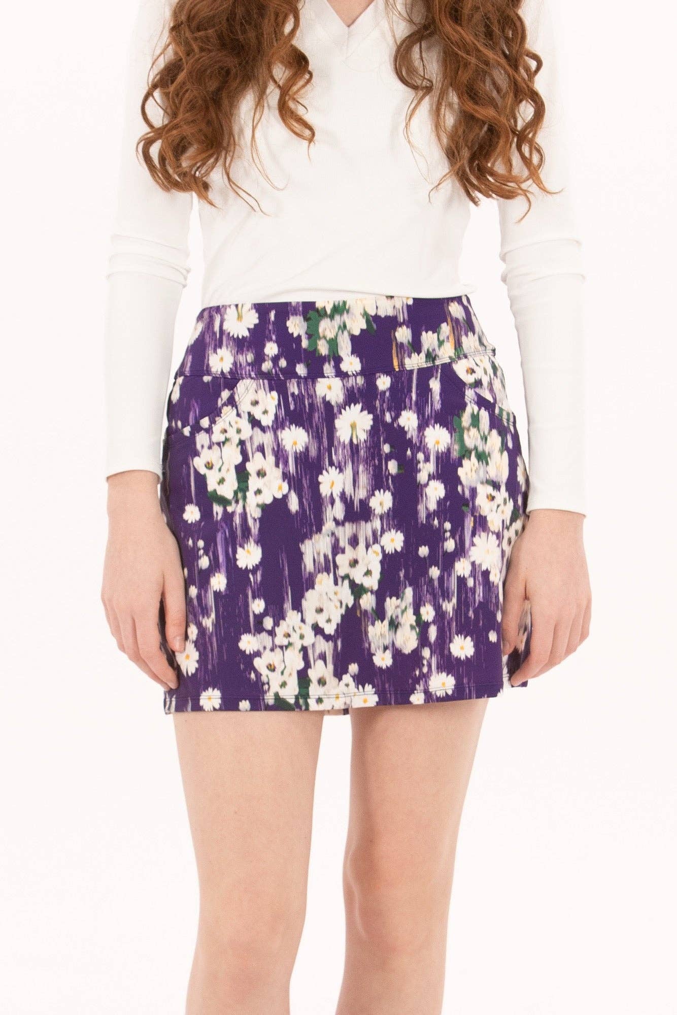 Foray Golf - Core Basic Skirt w/ Pockets- Blossom Blast: Violet Floral