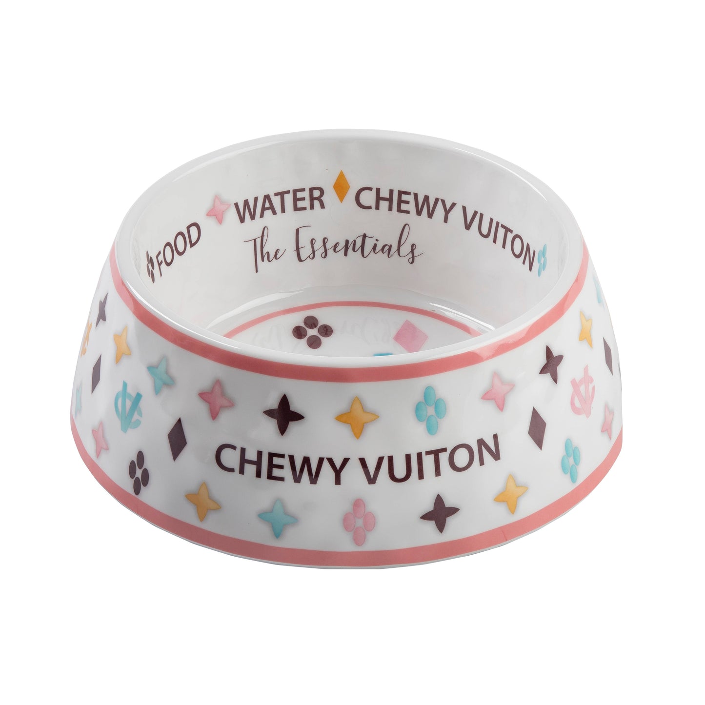 Haute Diggity Dog - White Chewy Vuiton Dog Bowl - 3 Sizes!! Dog Food Bowl: Medium