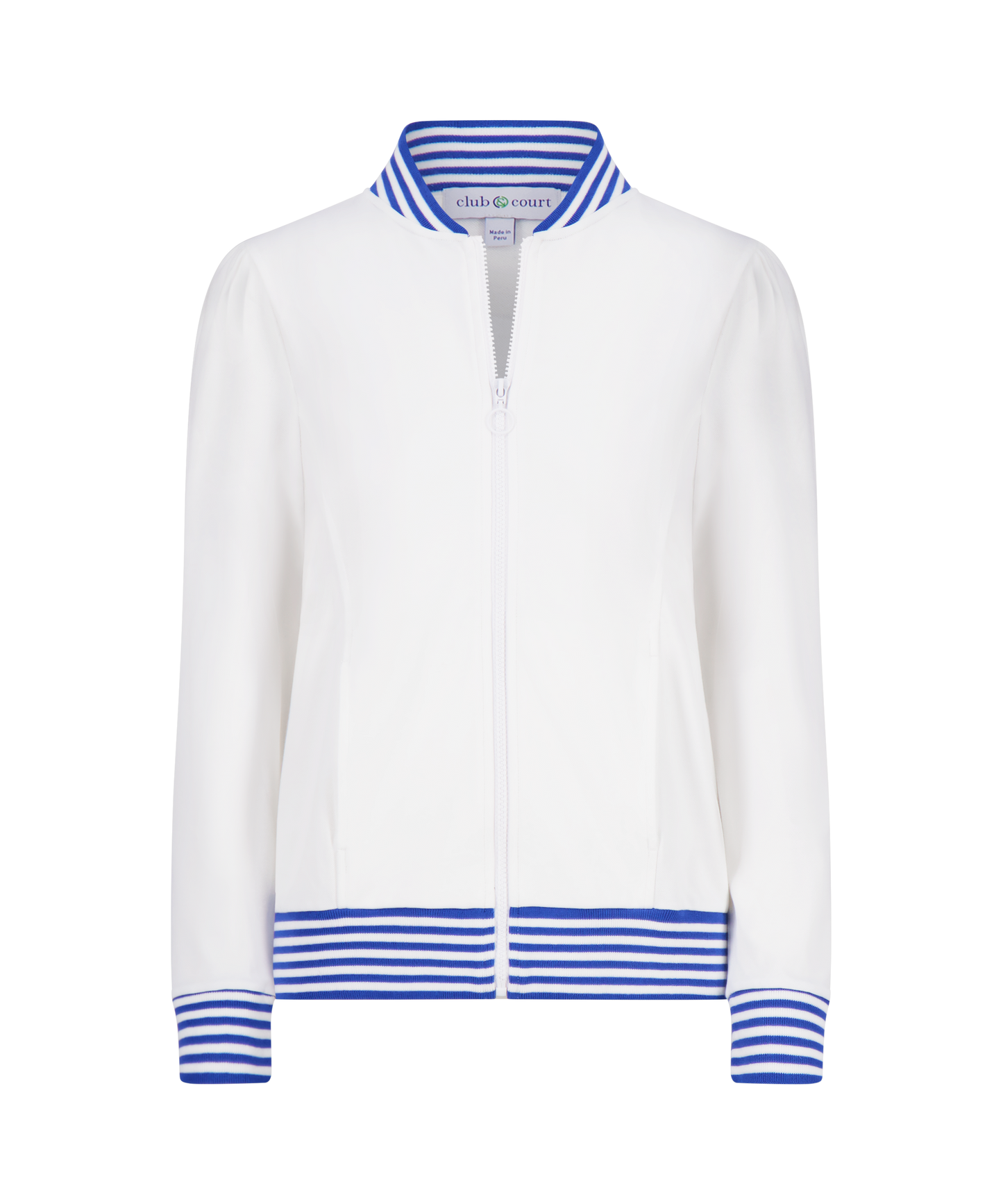 Club and Court - Dynasty Jacket: Bright White with Kelly Green Stripe / S