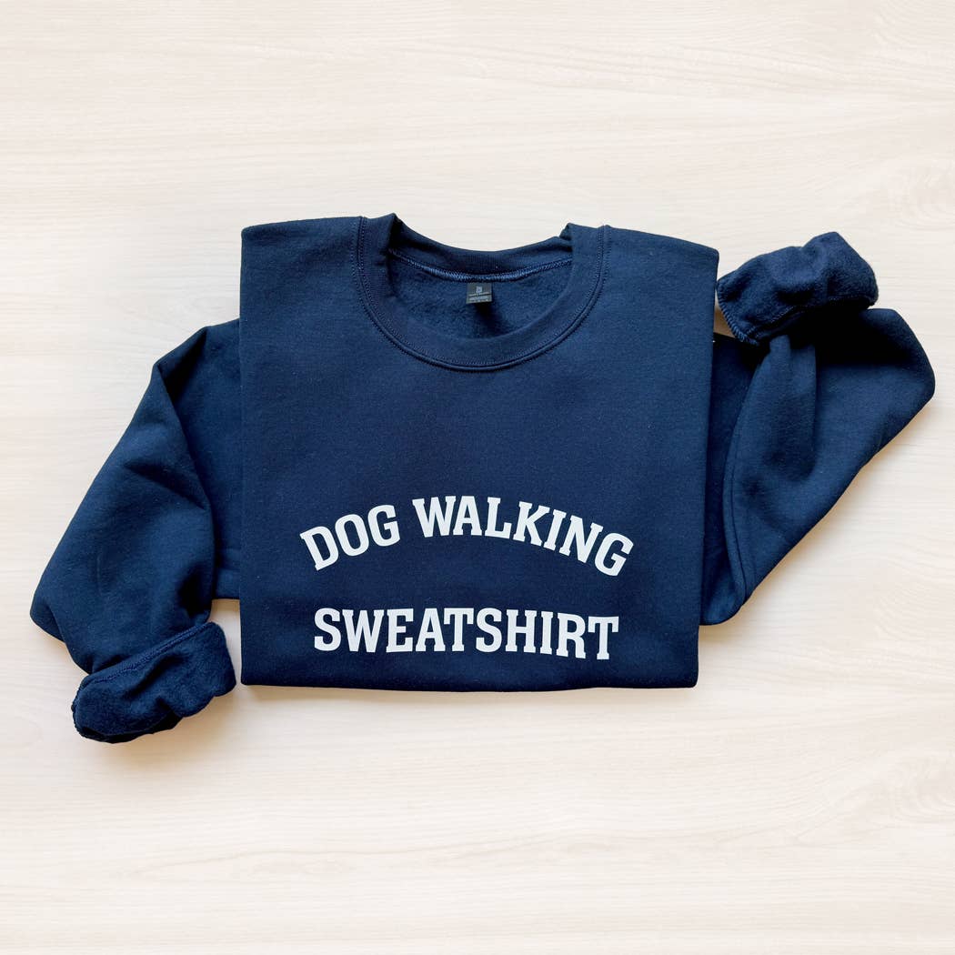 Dog Walking Crewneck Sweatshirt - Navy