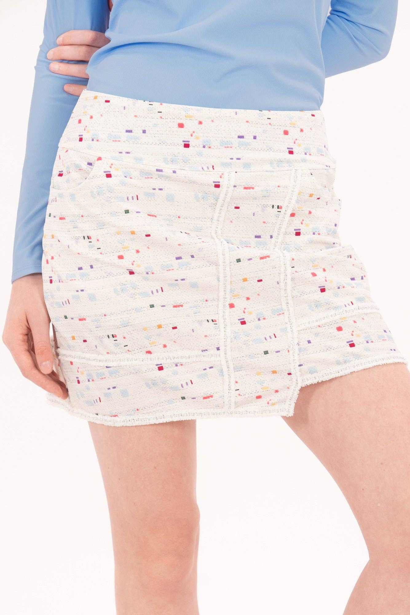 Foray Golf - Boucle Trimmed Faux Wrap Skirt: Winter White Boucle / Regular 15.5" / M