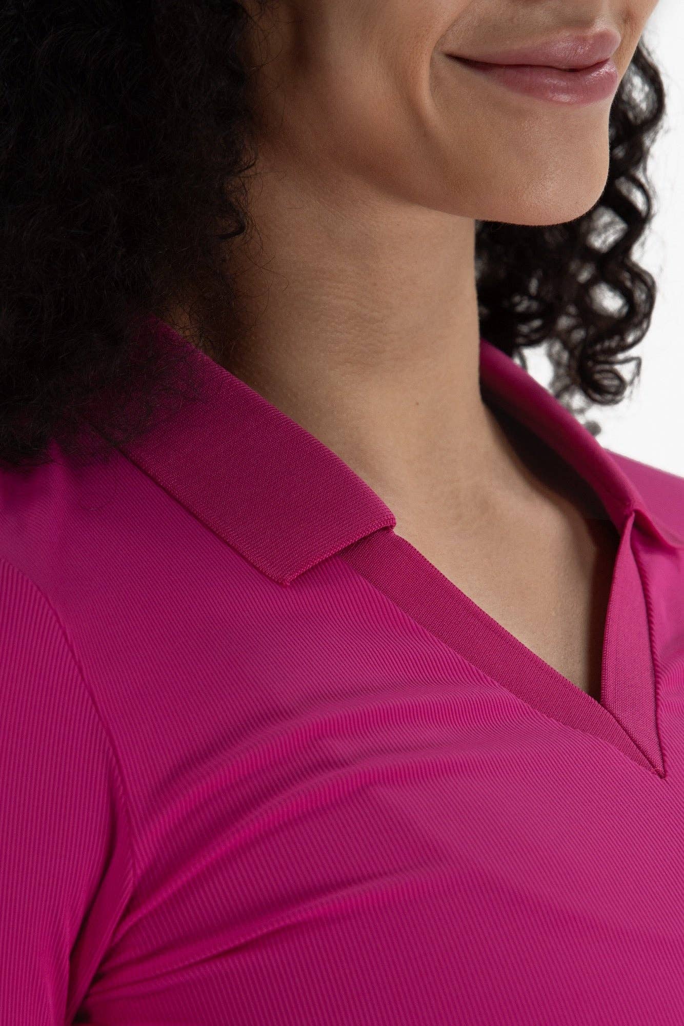 Foray Golf - Rib LS V-Neck Polo: Light Blue / M