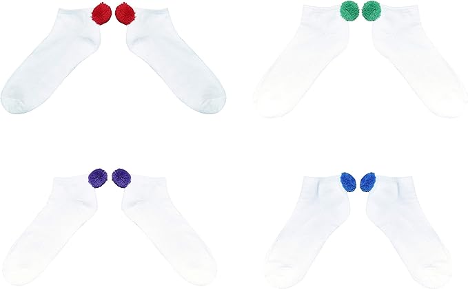 Lowcut Pom-Pom Performance Socks (4 Pair) - Multi-color