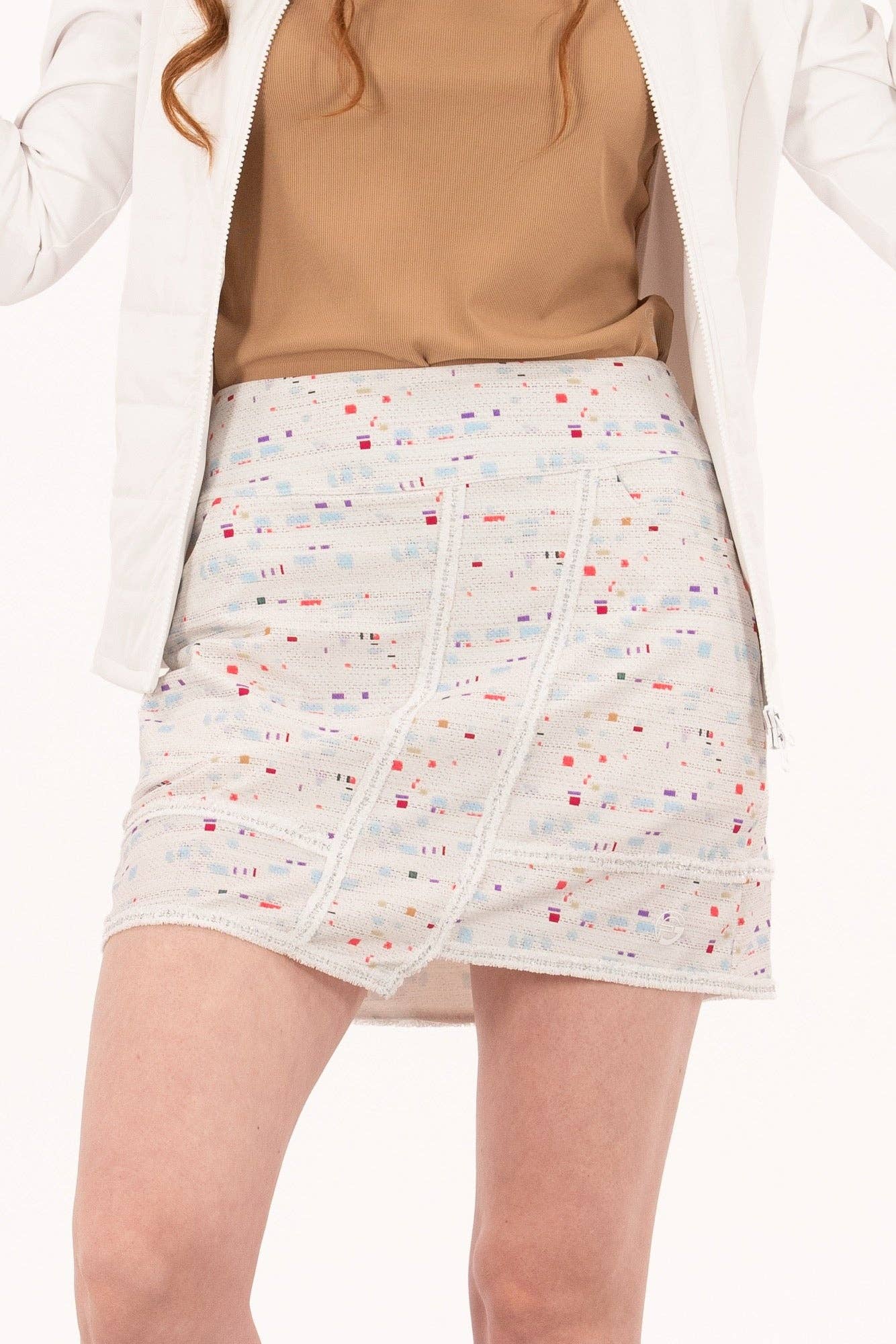 Foray Golf - Boucle Trimmed Faux Wrap Skirt: Winter White Boucle / Regular 15.5" / XS