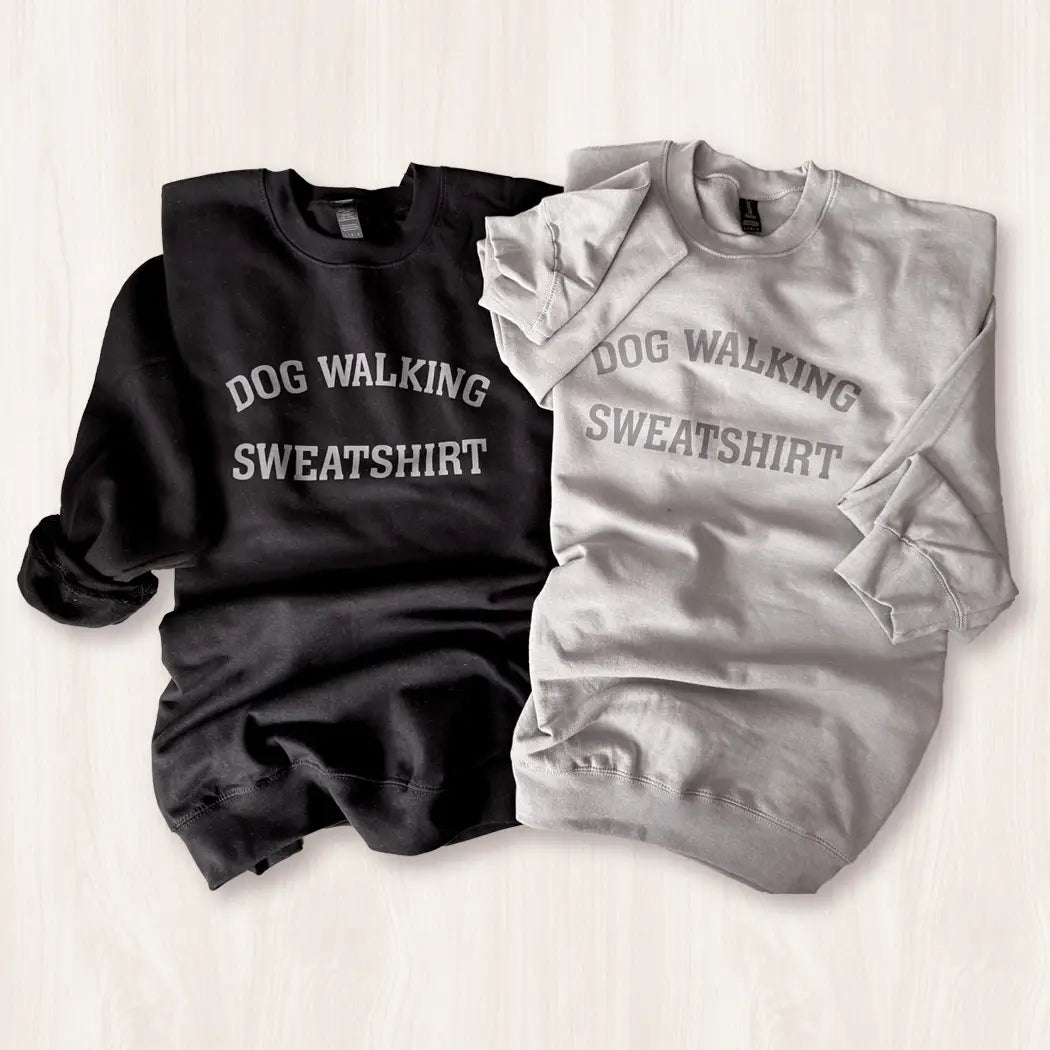 Dog Walking Crewneck Sweatshirt - Cement