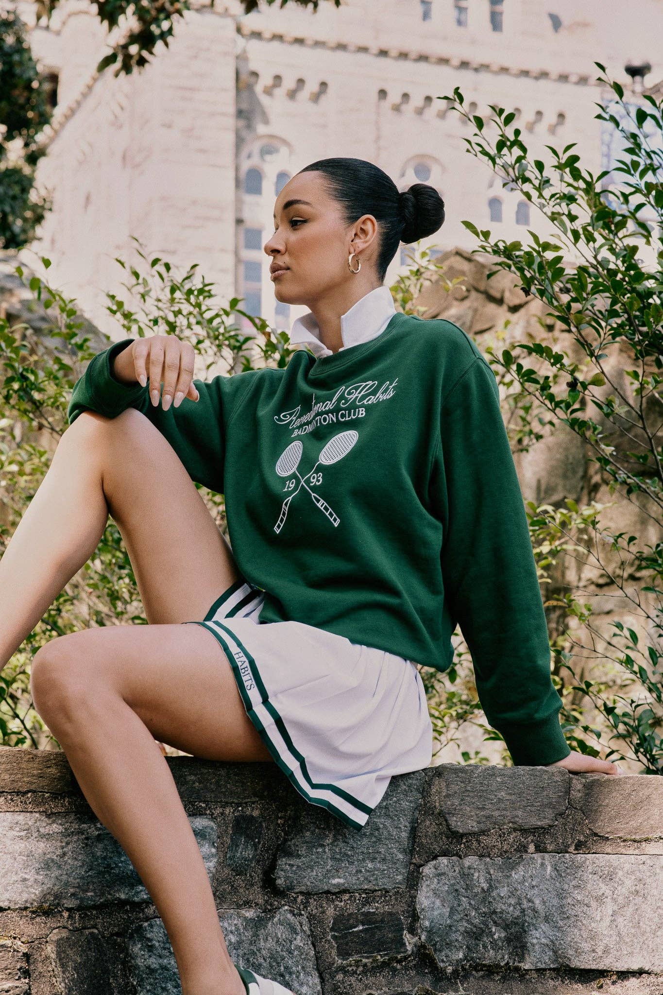 Recreational Habits - Natasha Tennis Skirt with Green Piping: M