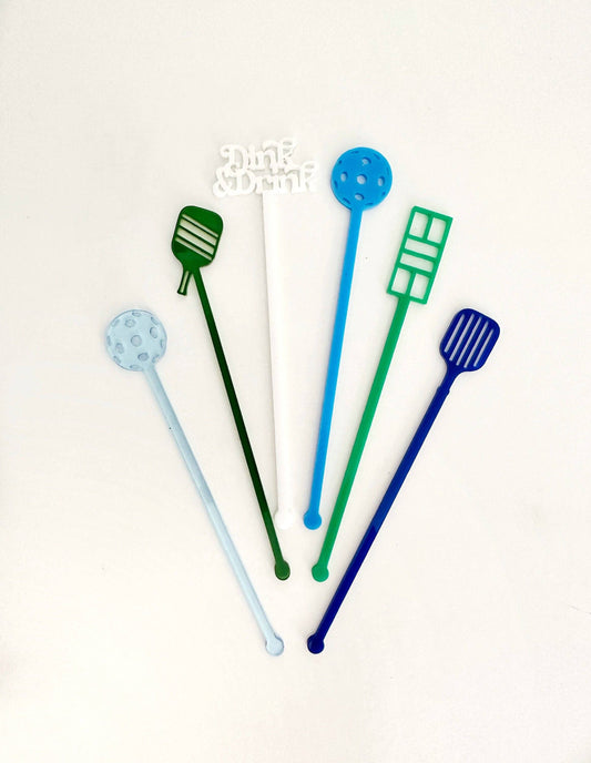 Lucky Lemon Paper Co. - Pickleball Stir Stick Set - Blue