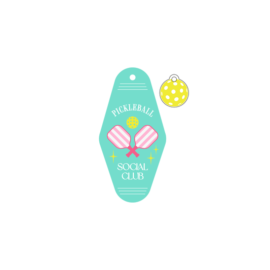 Atomic Kraftworks - Pickleball Vintage Motel Style Acrylic Keychain: Minty Green / Pickleball Social Club / No Charm