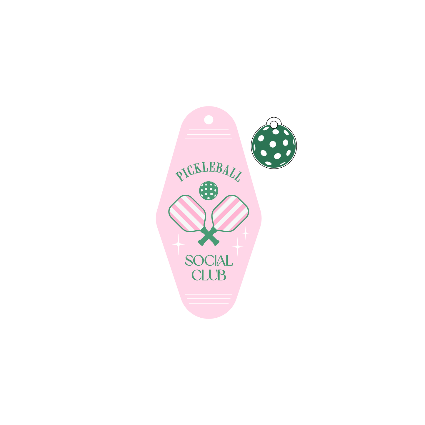 Atomic Kraftworks - Pickleball Vintage Motel Style Acrylic Keychain: Minty Green / Pickleball Social Club / No Charm