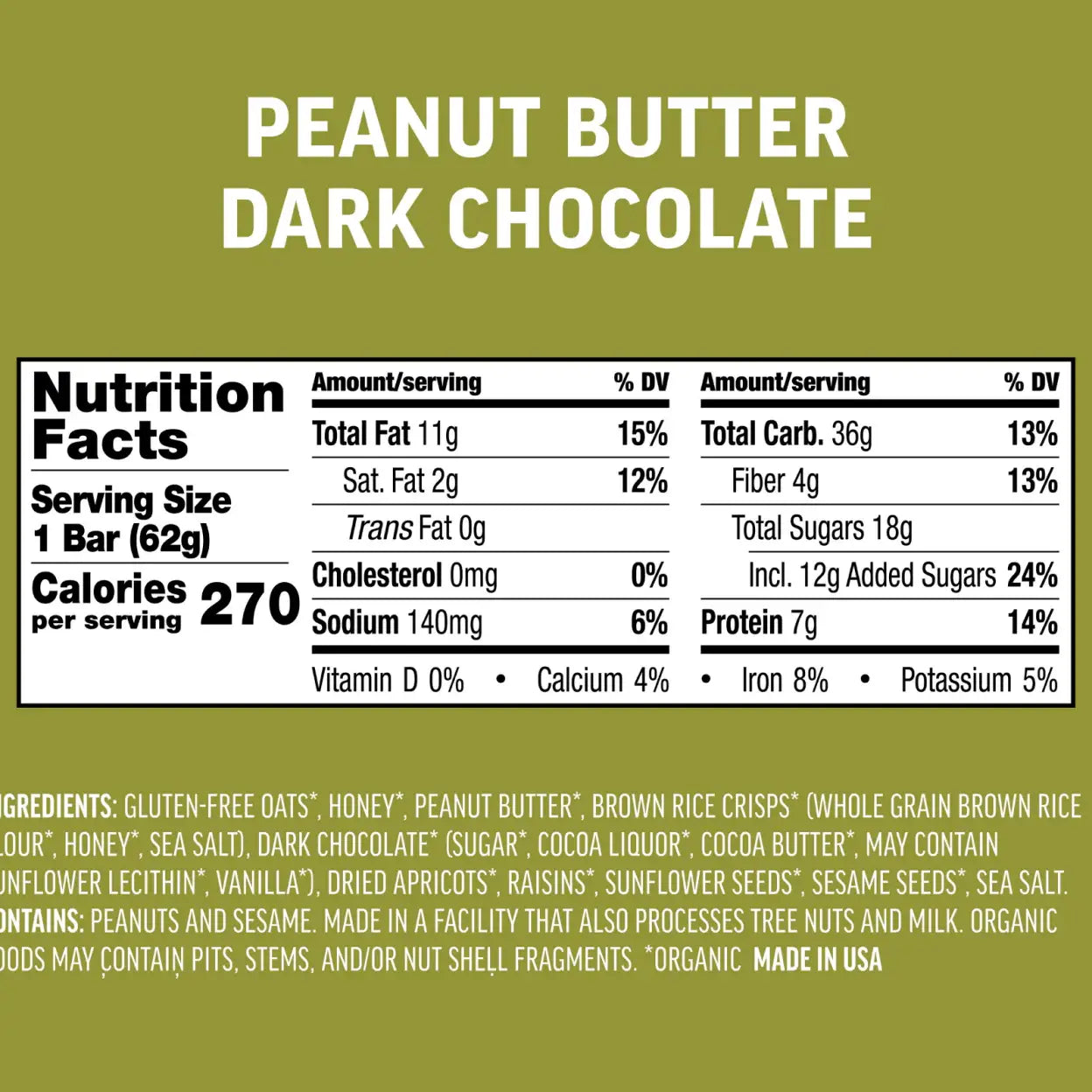 Peanut Butter Dark Chocolate Energy Bar