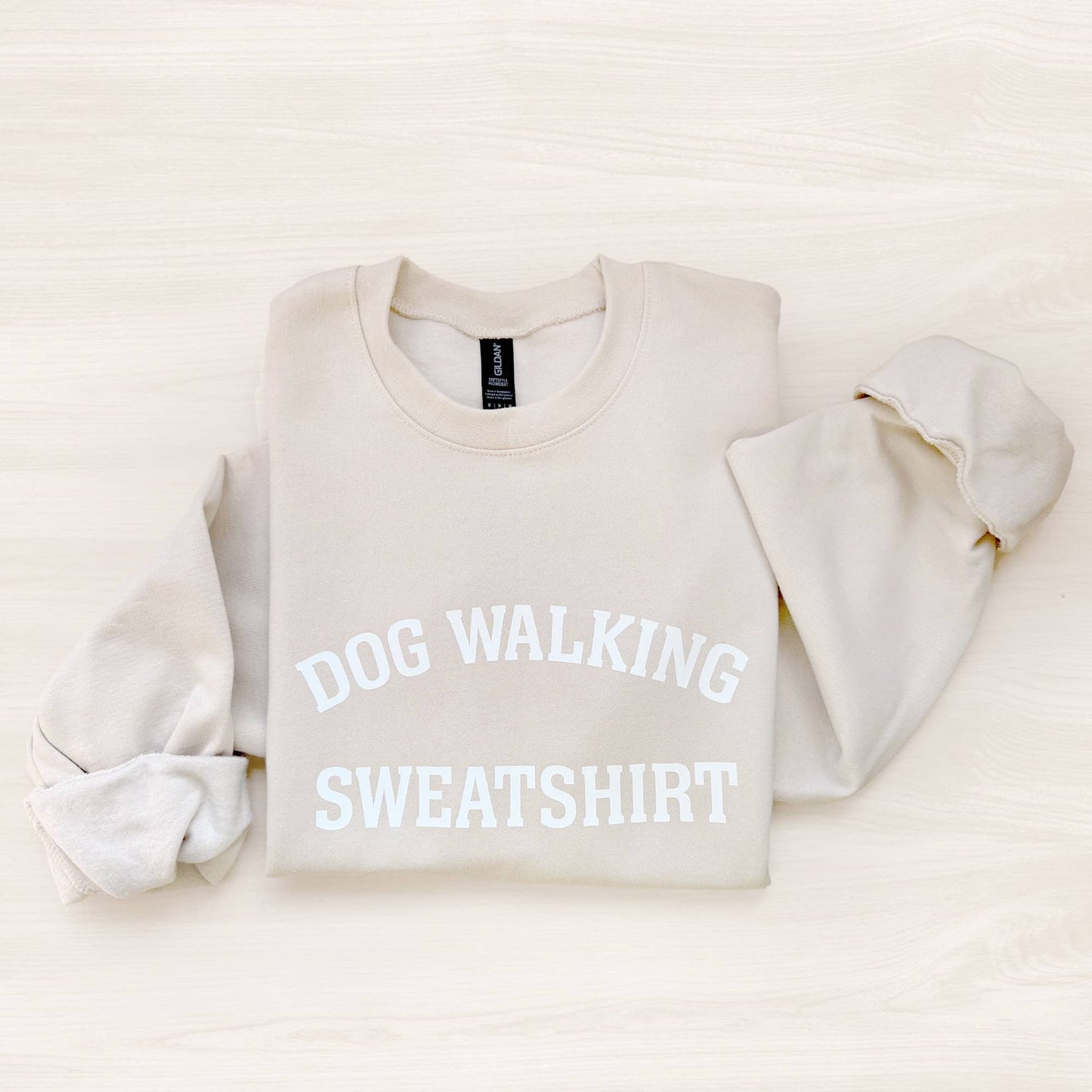 Dog Walking Crewneck Sweatshirt - Sand