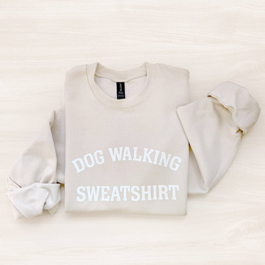 Dog Walking Crewneck Sweatshirt - Sand