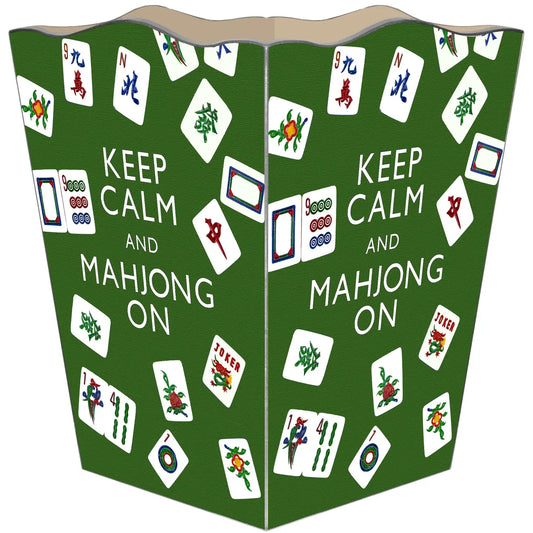 Keep Calm and Mahjong On Wastepaper Basket - Green