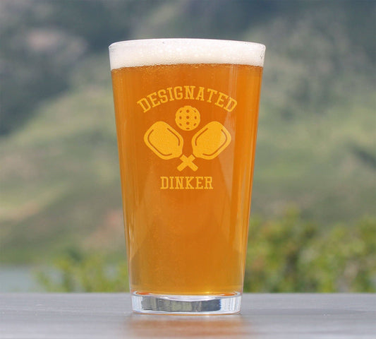 bevvee - Designated Dinker Pint Glass for Beer - Pickleball Gifts