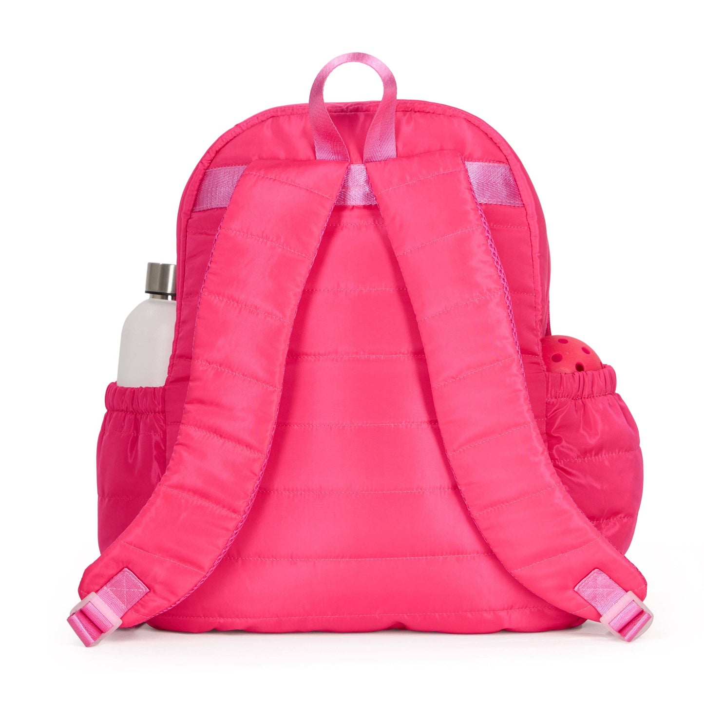 Pickleball Time Puffer Backpack: Hot Pink