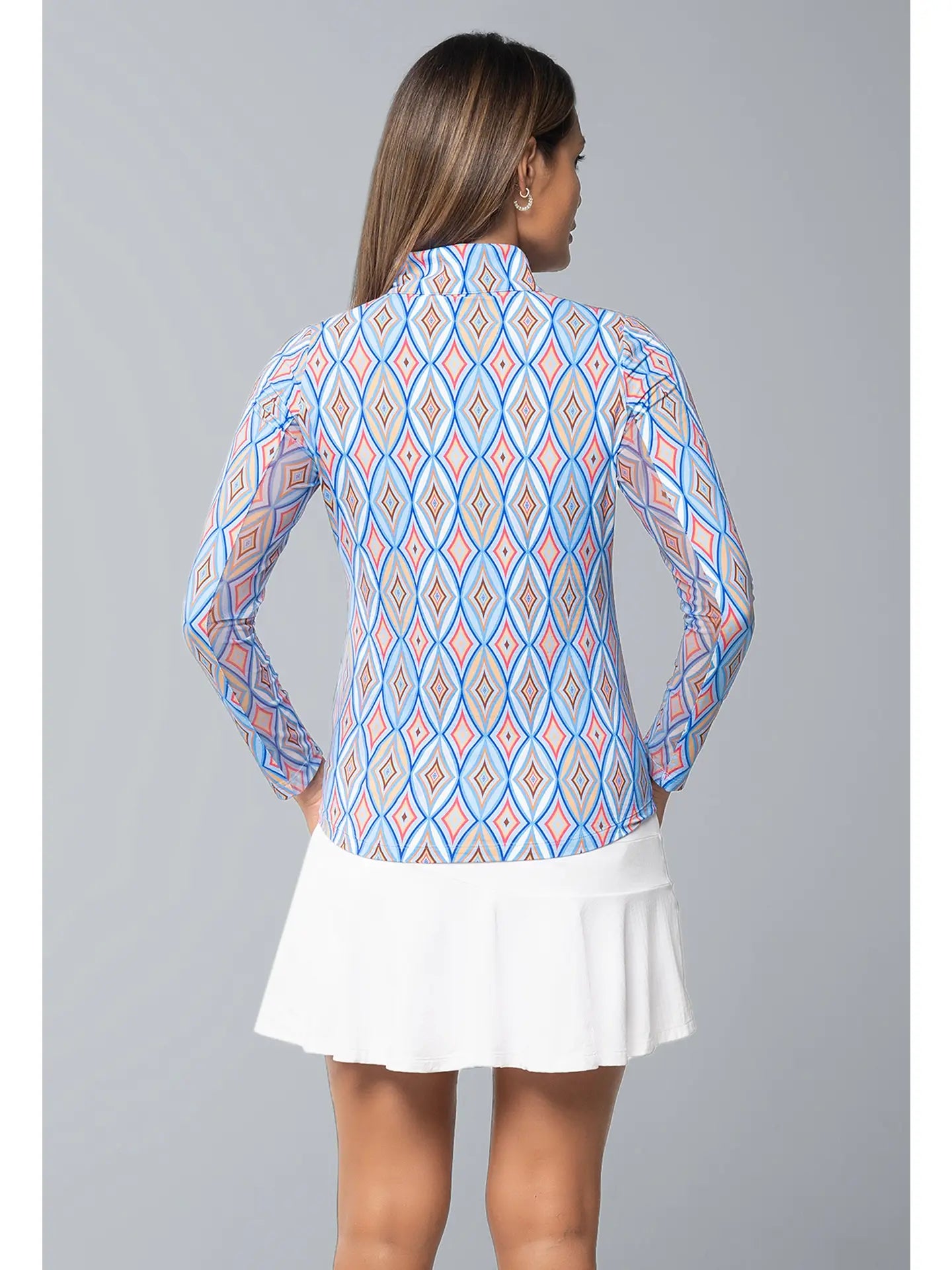 Romina Print Long Sleeve Mock Neck Top