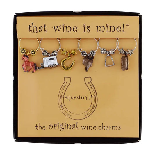 6-Piece Equestrian Painted Wine Charms
