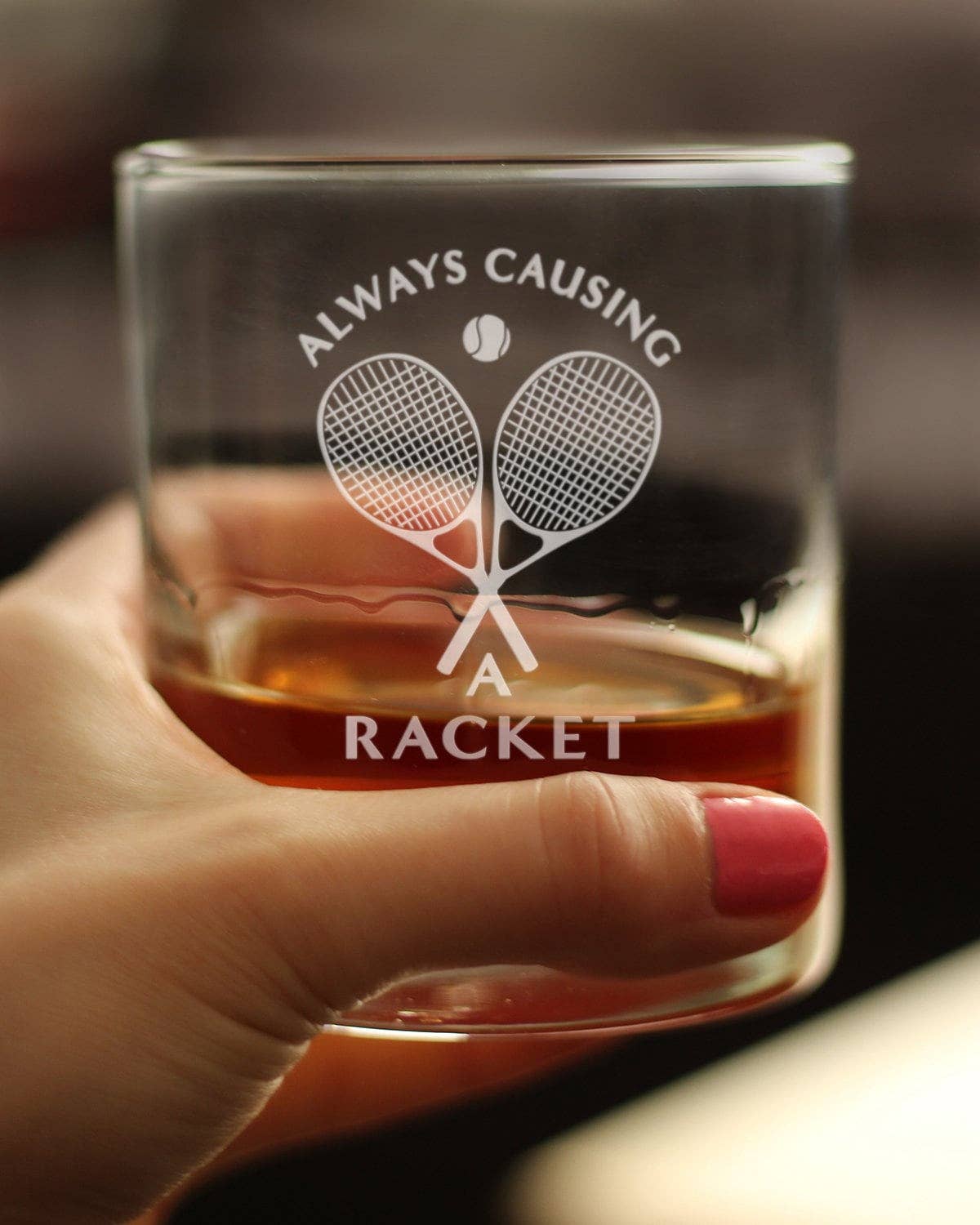 bevvee - Causing a Racket Whiskey Rocks Glass - Tennis Gifts