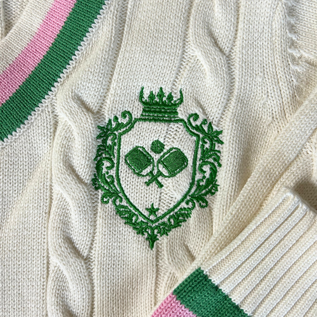 Pickleball Prep - Cable Knit Sweater: S