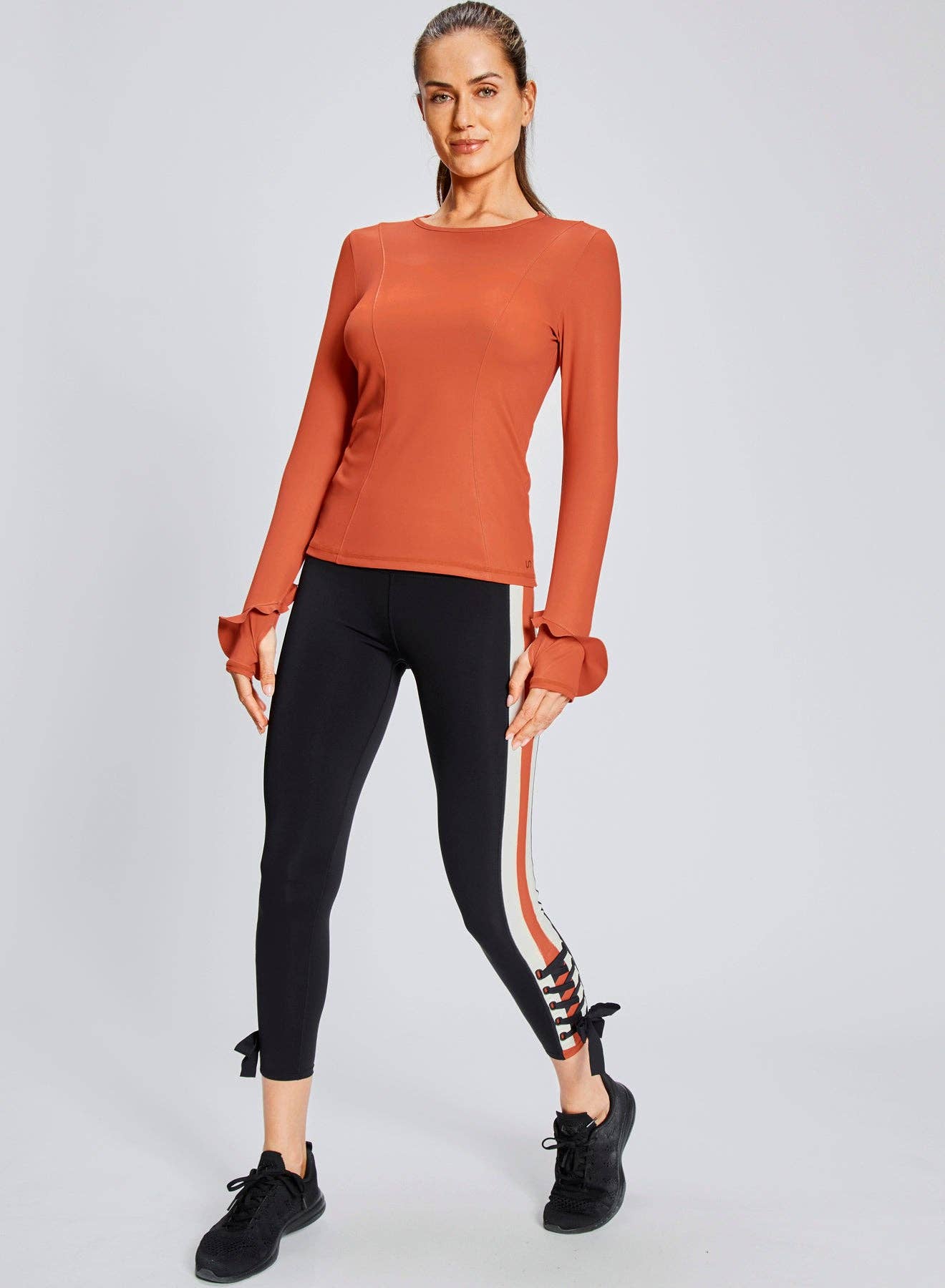 Urban Savage - Ruffle Long Sleeve Top: Sunset / M