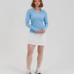 Foray Golf - Rib LS V-Neck Polo: Light Blue / S