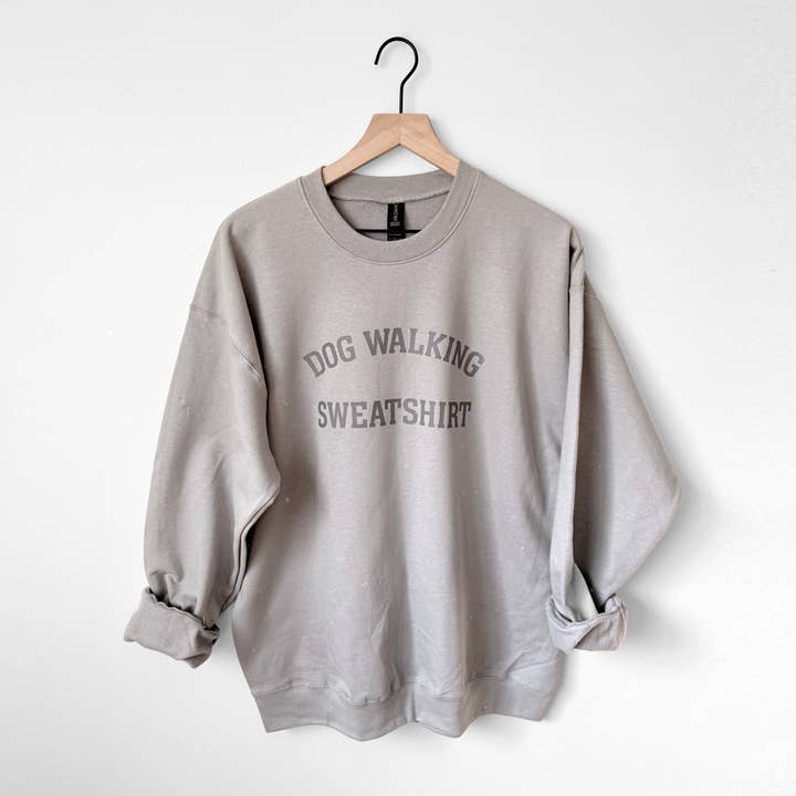 Dog Walking Crewneck Sweatshirt - Cement