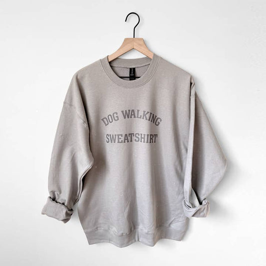 Dog Walking Crewneck Sweatshirt - Cement