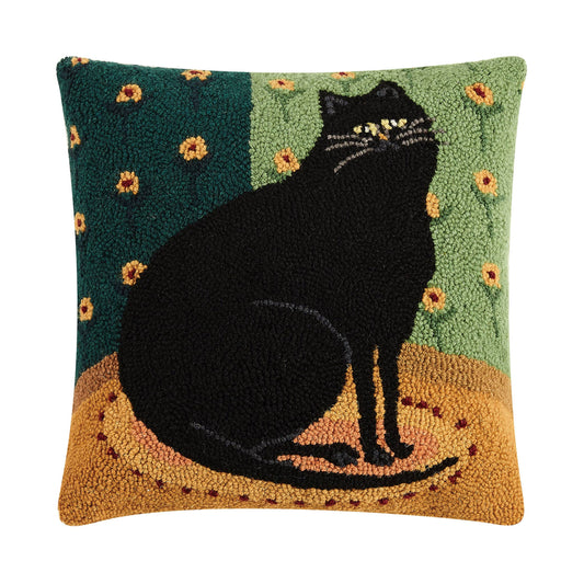 Black Cat In A Corner Hook Pillow - Warren Kimble