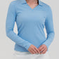 Foray Golf - Rib LS V-Neck Polo: Light Blue / M