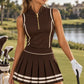 Camille Sleeveless Polo (Chocolate / Ivory)