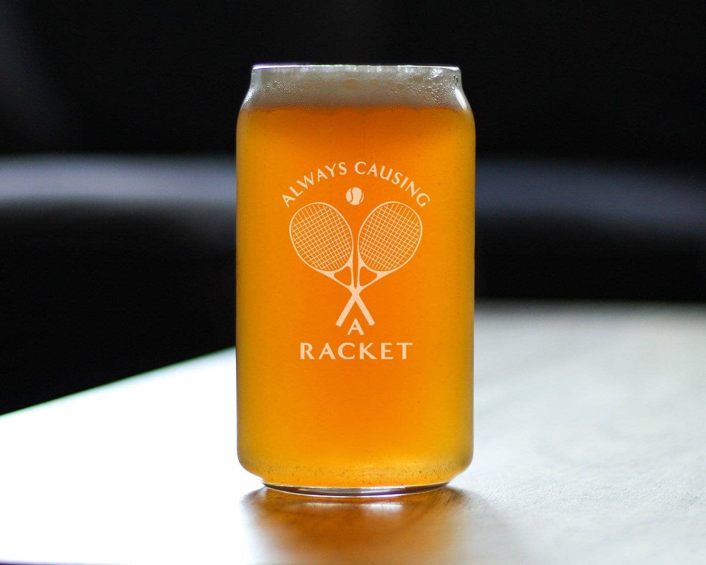 bevvee - Causing a Racket Beer Can Pint Glass - Tennis Gifts