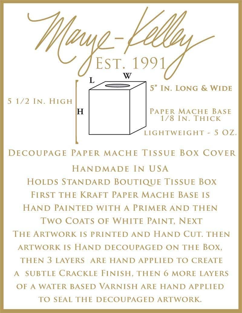Marye-Kelley - Mahjong on Green Decoupage Tissue Box Cover: Paper Mache
