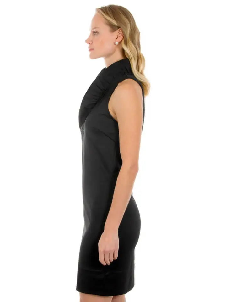 Jersey Ruffneck Sleeveless Dress - Solid
