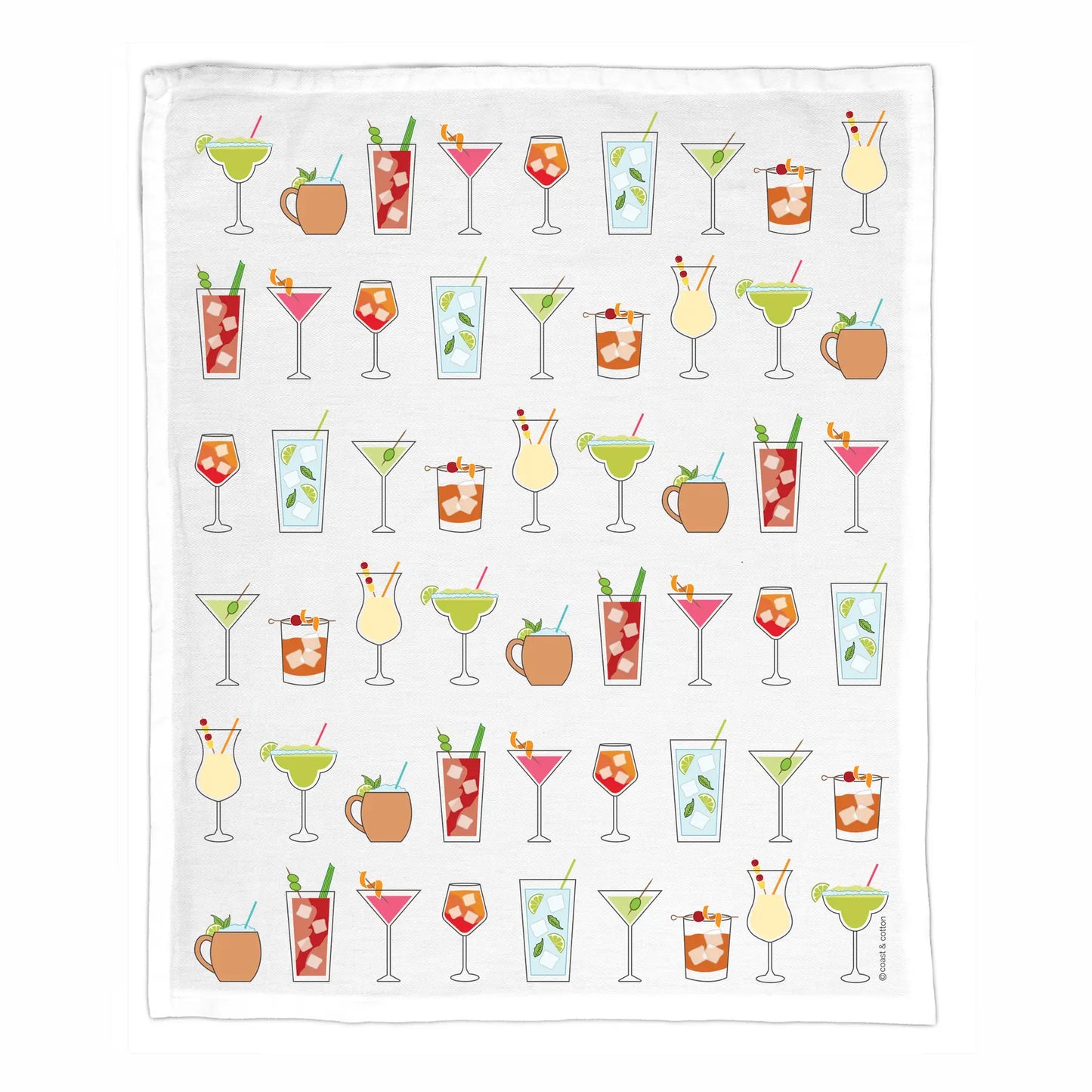 Organic Cotton Tea Towel - Classic Cocktails