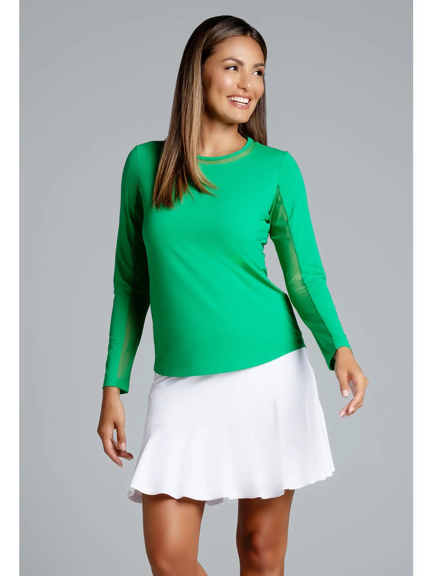 Long Sleeve Crew Neck with Mesh