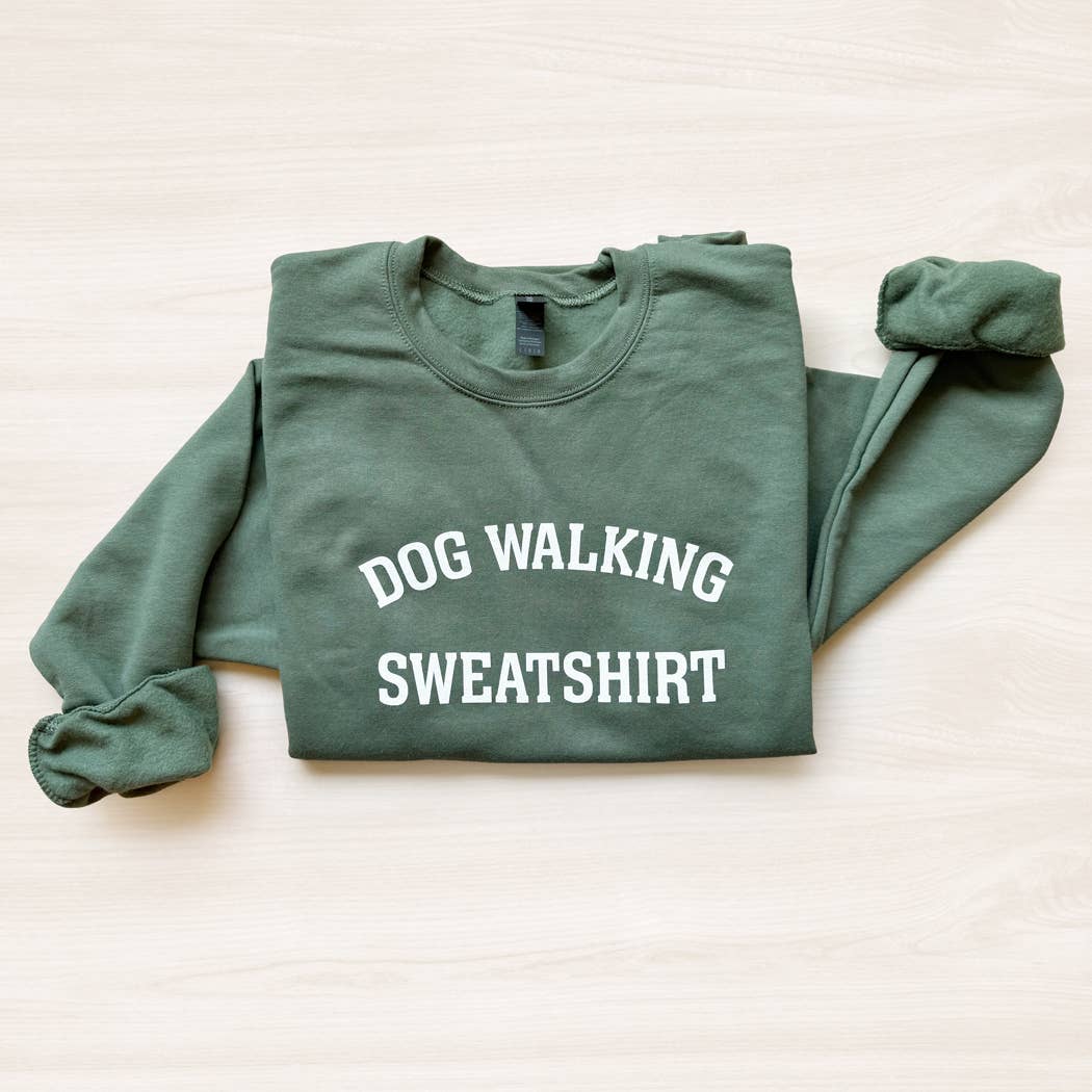 Dog Walking Crewneck Sweatshirt - Military Green