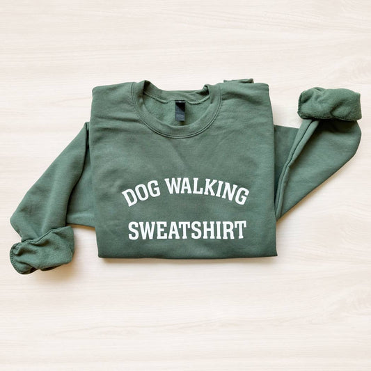 Dog Walking Crewneck Sweatshirt - Military Green
