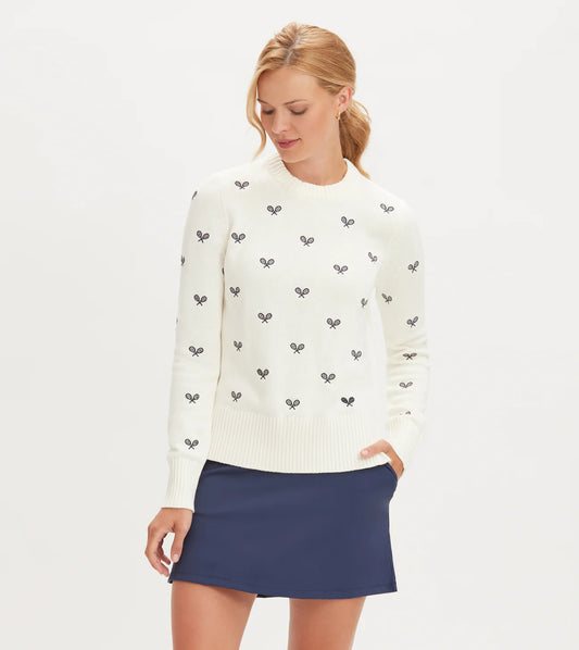 Allover Racquets Sweater - Ivory/Navy