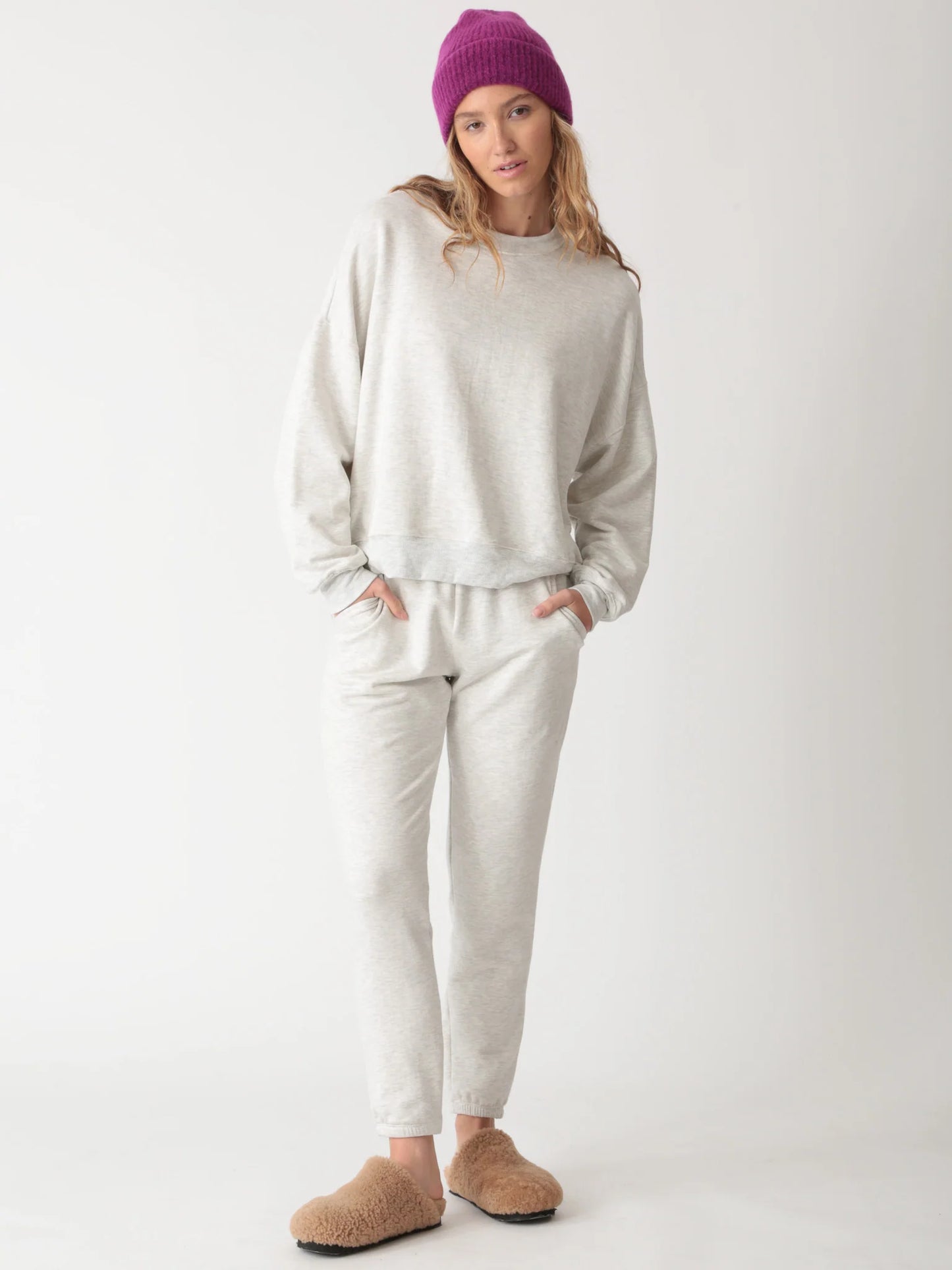 Siesta Sweatpant-Lux Fleece in Light Heather Grey