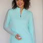 Aqua - Women's Sheer Long Sleeve Golf Shirt (Ladder Design)